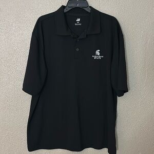 Mens MSU Spartans Michigan State University Polo Shirt, Black, 2XL